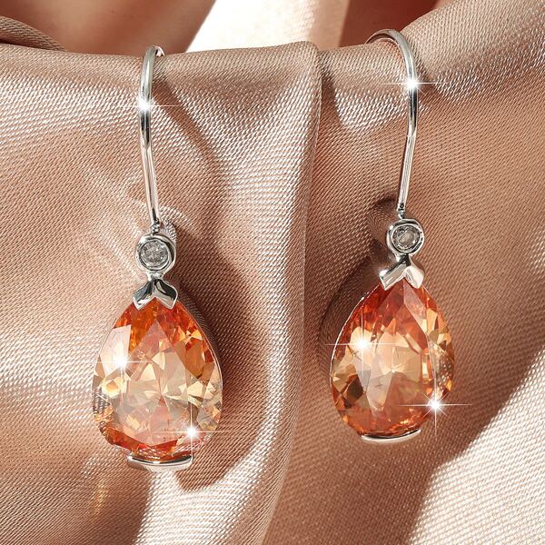 

Zircon Water Drop Charm Earrings, Orange