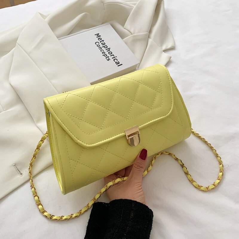 

Quilted Flap Shoulder Bag, Yellow