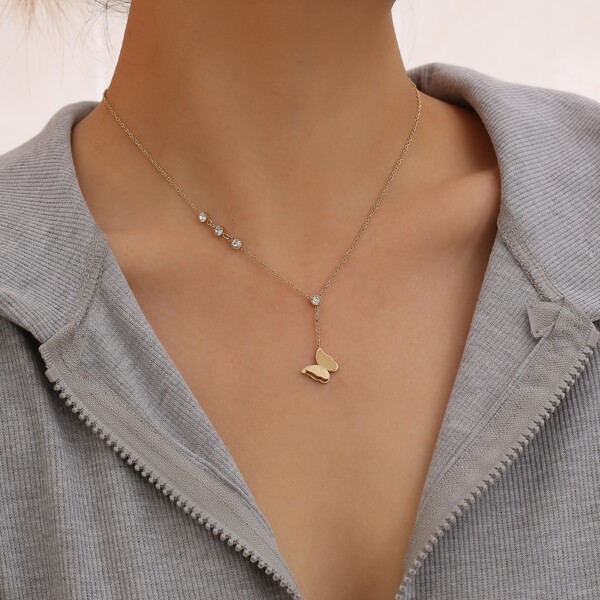 

Butterfly Charm Necklace, Gold