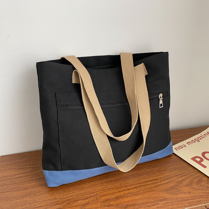 

Zip Front Tote Bag, Black