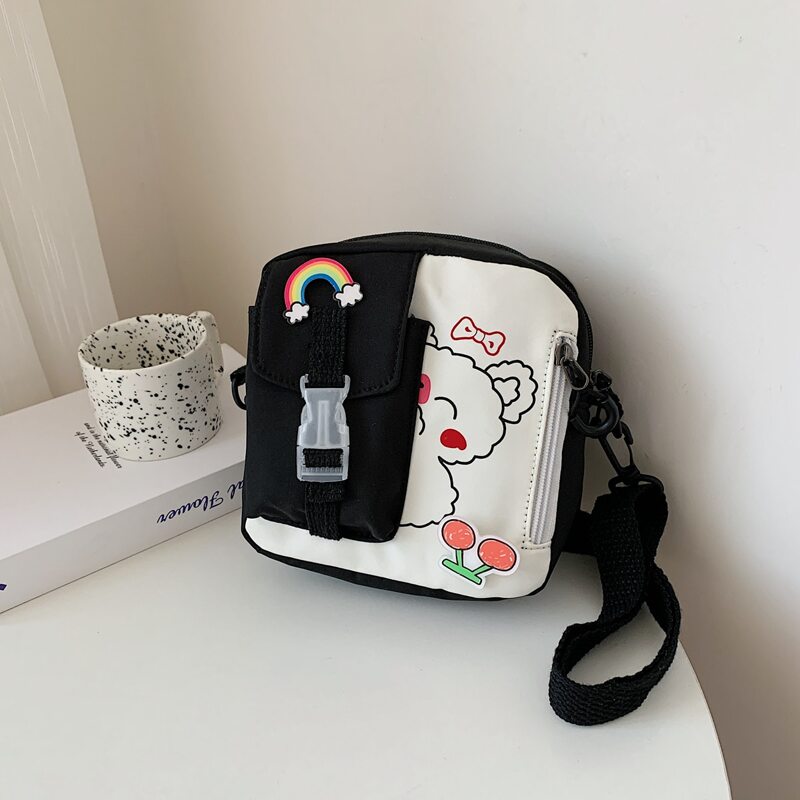 

Cartoon Print Crossbody Bag, Black