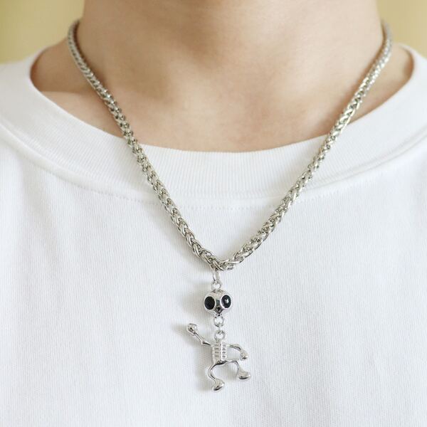 

Men Skeleton Pendant Necklace, Silver