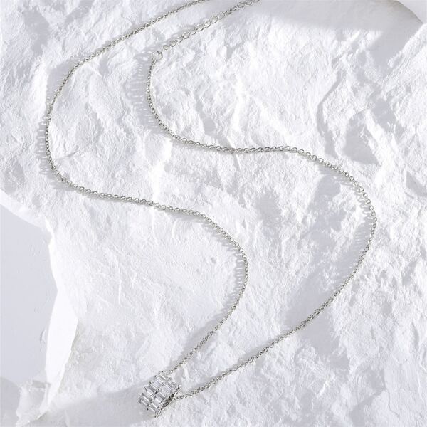 

Zircon Decor Necklace, Silver