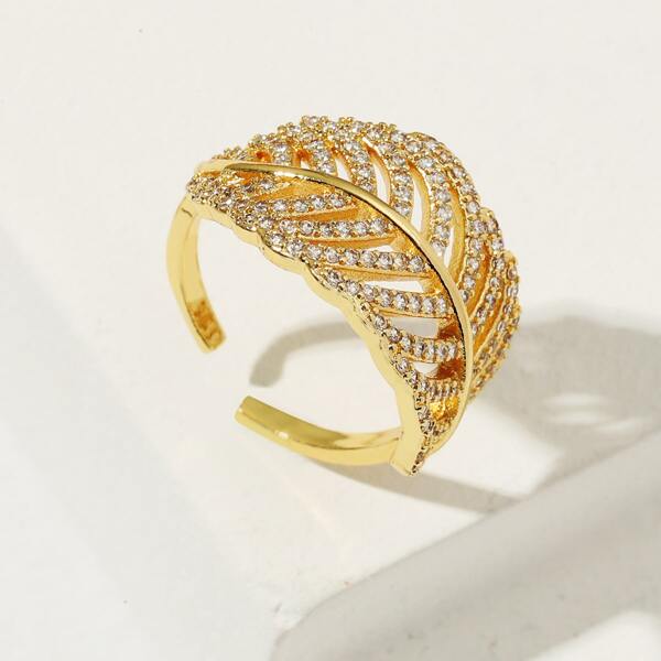 

18K Gold Plated Zircon Hollow Out Cuff Ring