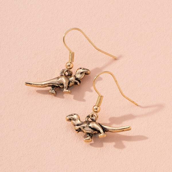 

Dinosaur Drop Earrings, Bronze