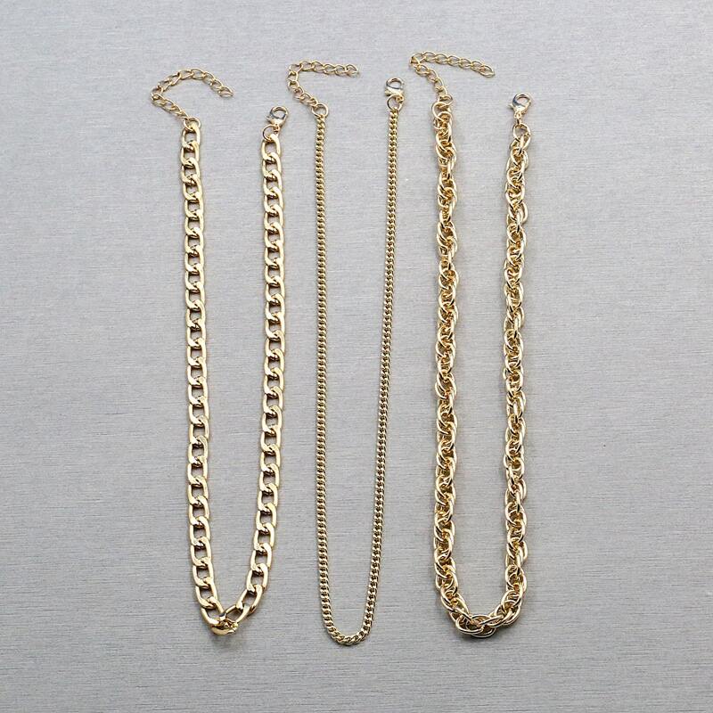 

3pcs Minimalist Chain Necklace, Gold