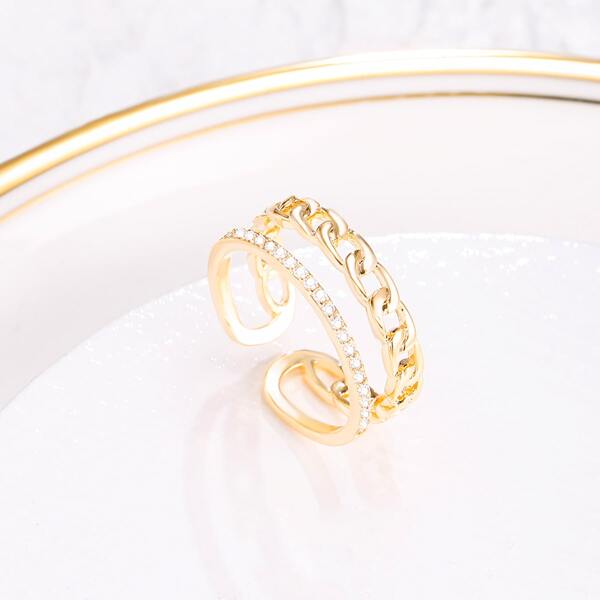 

16K Gold Plated Zircon Decor Cuff Ring