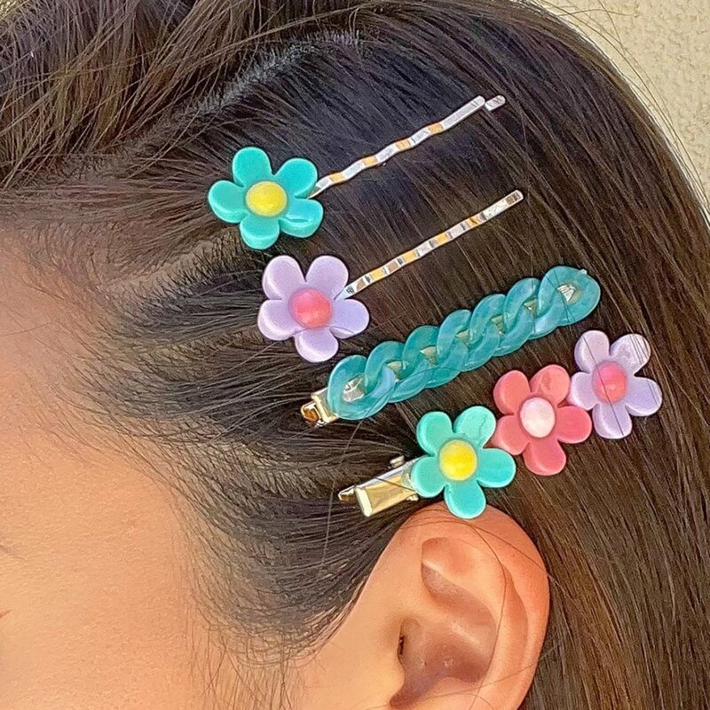 

4pcs Flower Decor Hair Clip, Multicolor