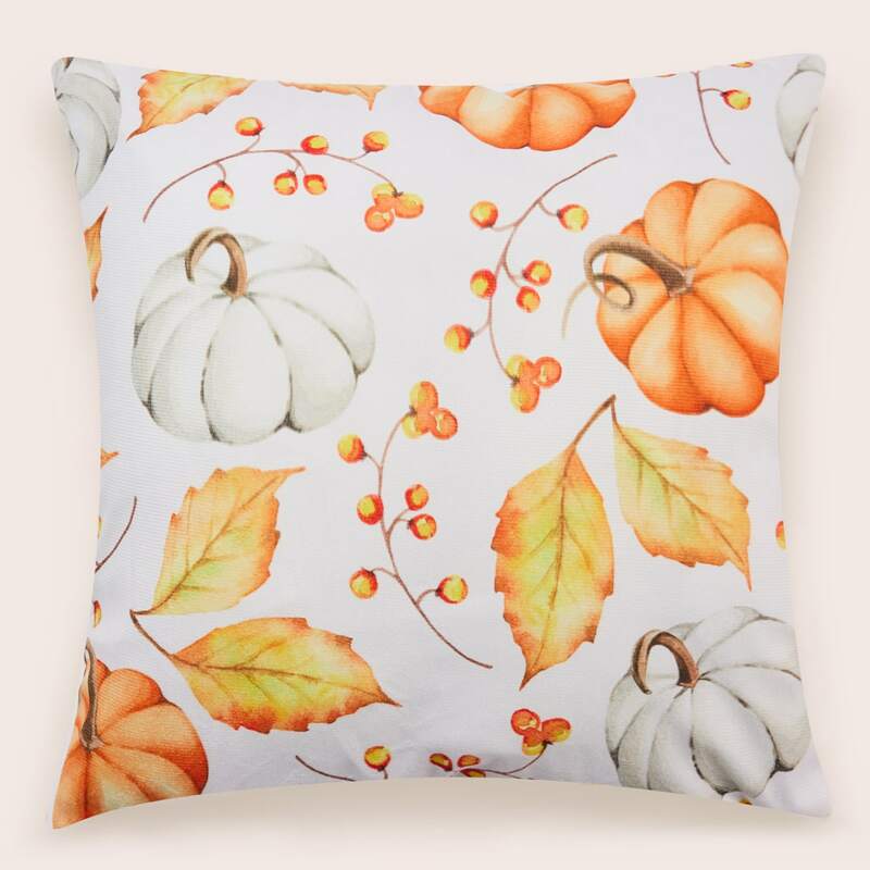 

Pumpkin Print Cushion Cover Without Filler, Multicolor