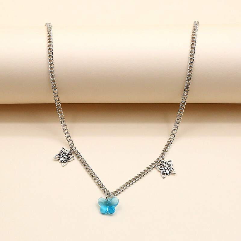 

Butterfly Chain Necklace, Blue