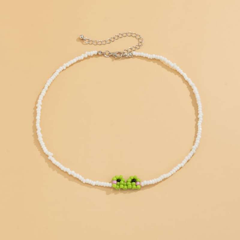 

Frog Design Beaded Necklace, Green