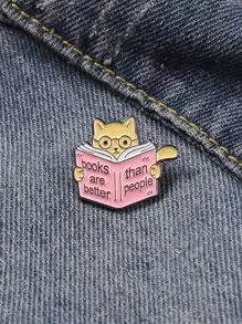 Book Design Brooch - Multicolor - View 1