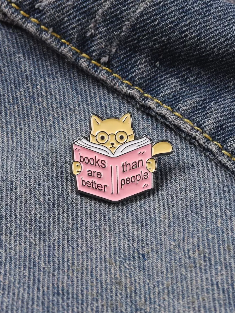 Book Design Brooch - Multicolor - View 1