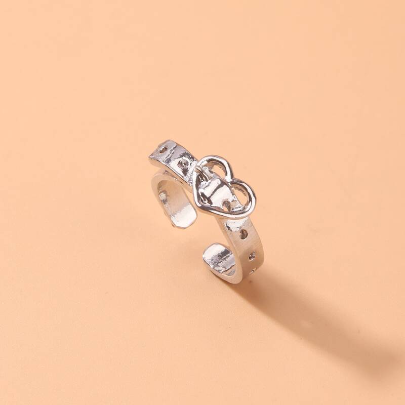 

Heart Cuff Ring, Silver
