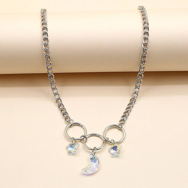 

Star Decor Chain Necklace, Silver