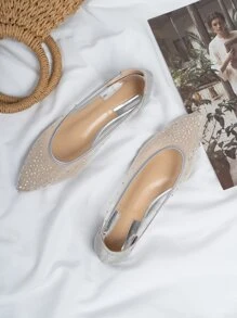Giày bệt Nữ Pha lê kim cương màu trơn Hấp dẫn - Bạc - Xem 2