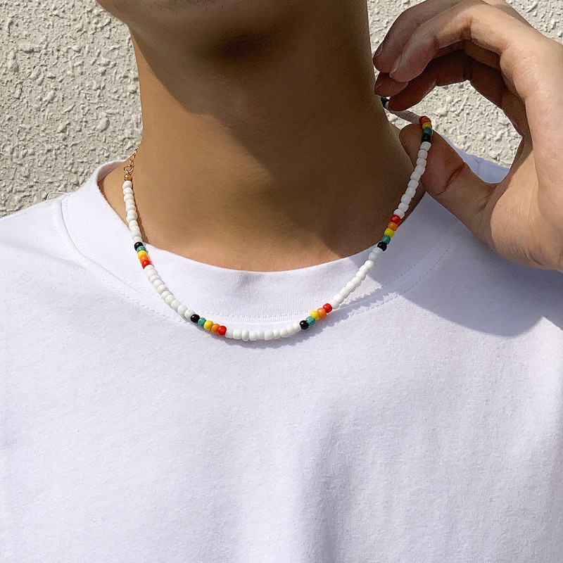 

Guys Beaded Decor Necklace, Multicolor