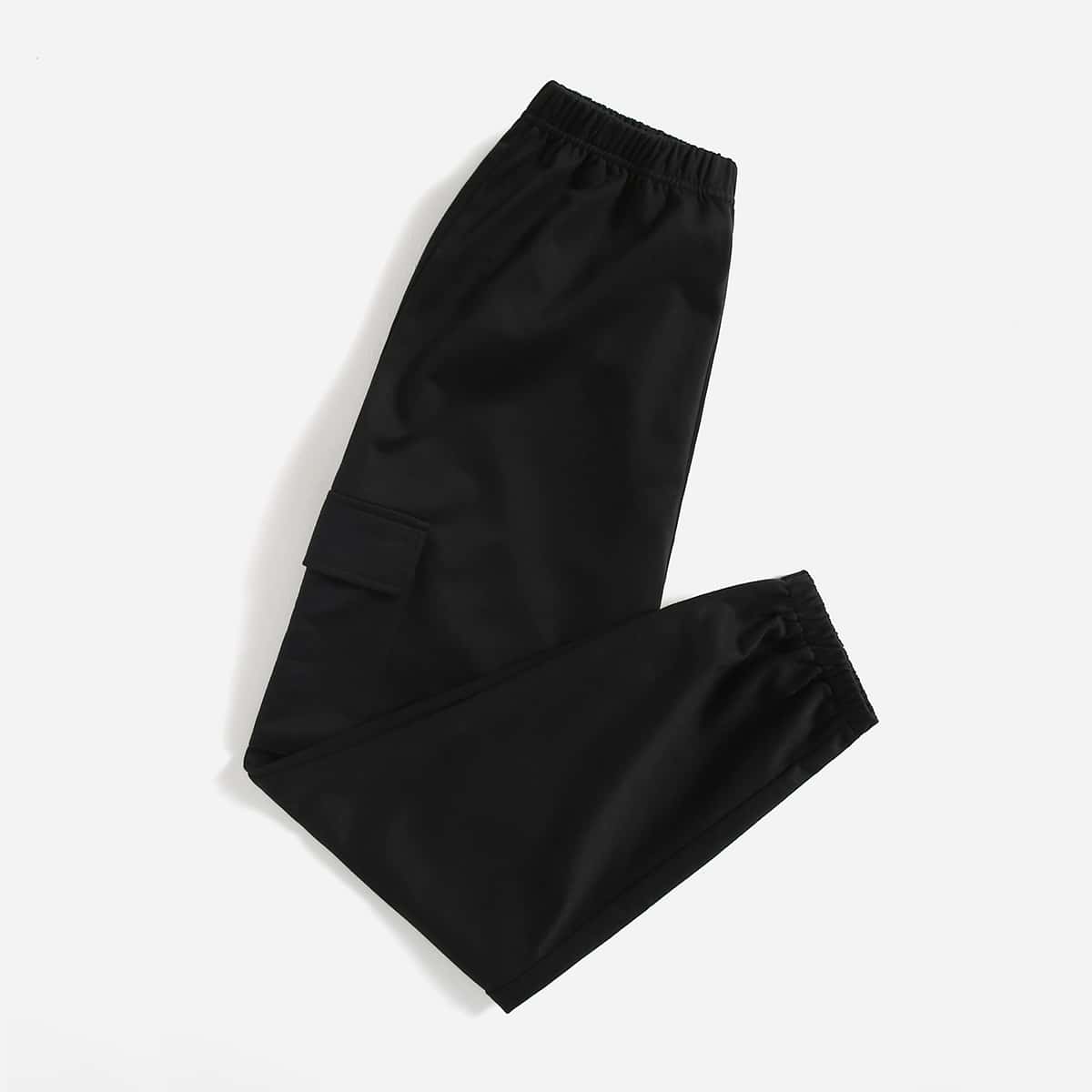 

Solid Cargo Sweatpants, Black
