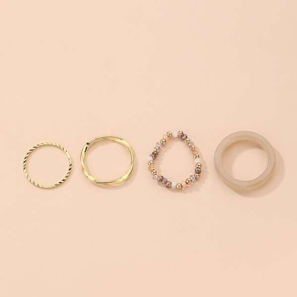 

4pcs Bead Decor Ring, White