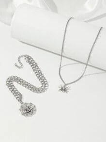 兒童2入組萬聖節蜘蛛吊墜項鏈