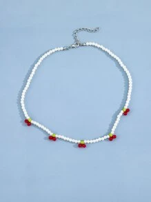 櫻桃串珠項鍊 - 彩色 - 查看 2