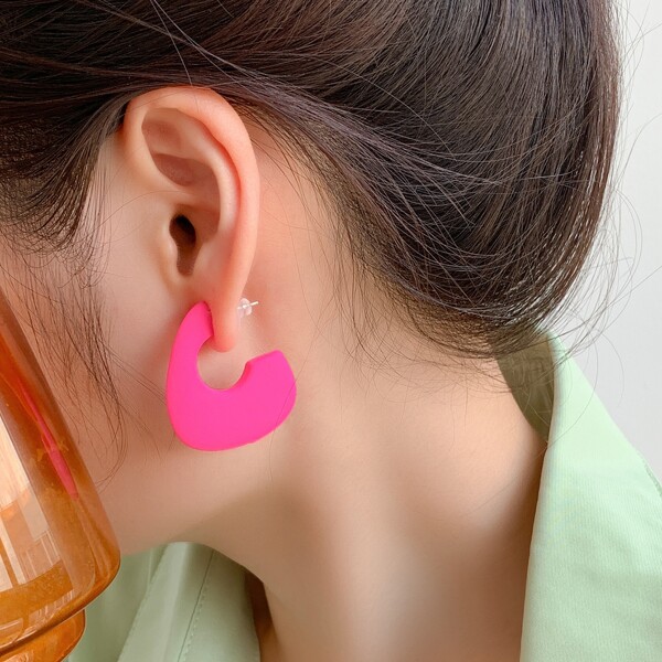 

Irregular Solid Earrings, Hot pink
