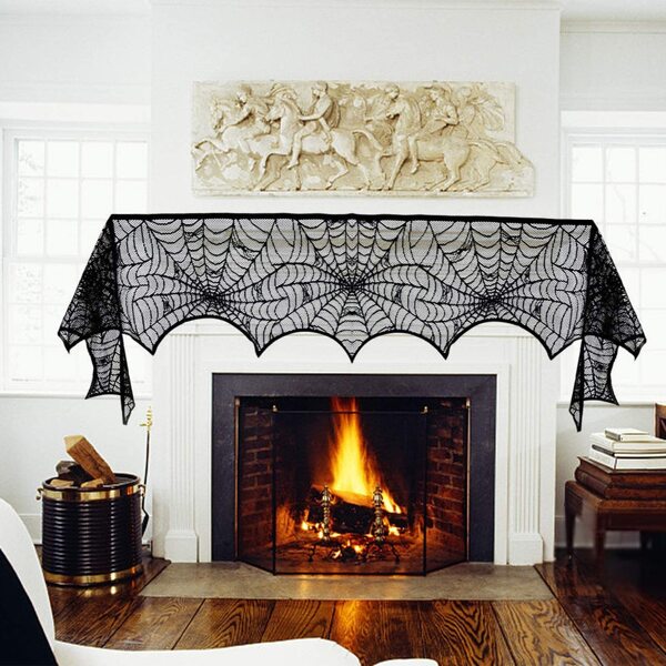 

1pc Halloween Spider Web Shaped Decoration, Black