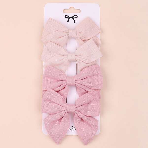 

4pcs Toddler Girls Bow Decor Hair Clip, Multicolor