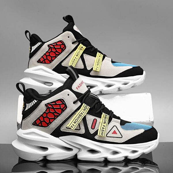 

Men Colorblock Letter Patch Chunky Sneakers, Multicolor