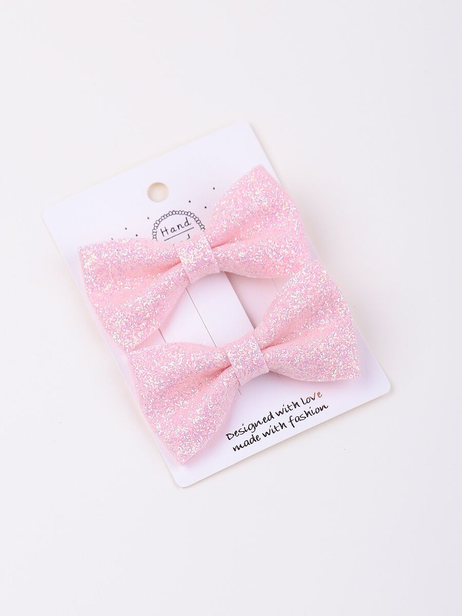 2 cái Bé Gái Mới Biết Đi Nơ Kẹp Tóc - Màu Hồng baby - Xem 1