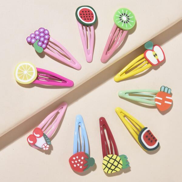 

10pcs Girls Fruit Hair Clip, Multicolor