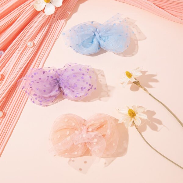 

3pcs Toddler Girls Bow Decor Hair Clip, Multicolor