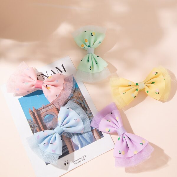 

5pcs Toddler Girls Bow Knot Hair Clip, Multicolor