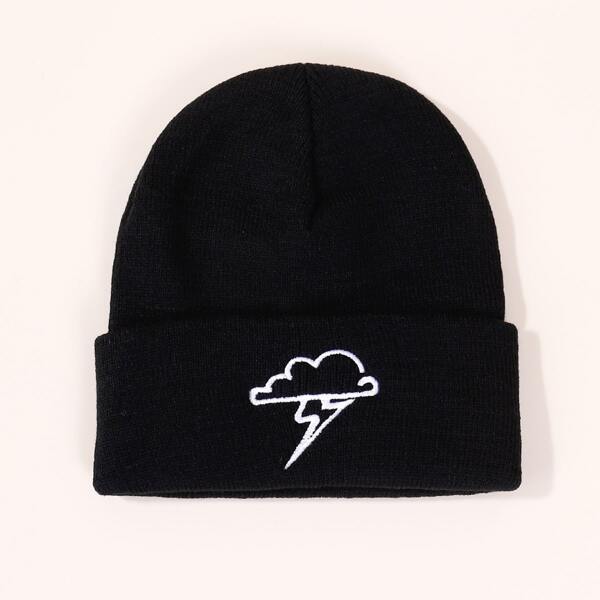 

Toddler Kids Embroidery Beanie, Black