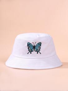 1pc Children's Spring & Autumn Embroidered Butterfly Bucket Hat