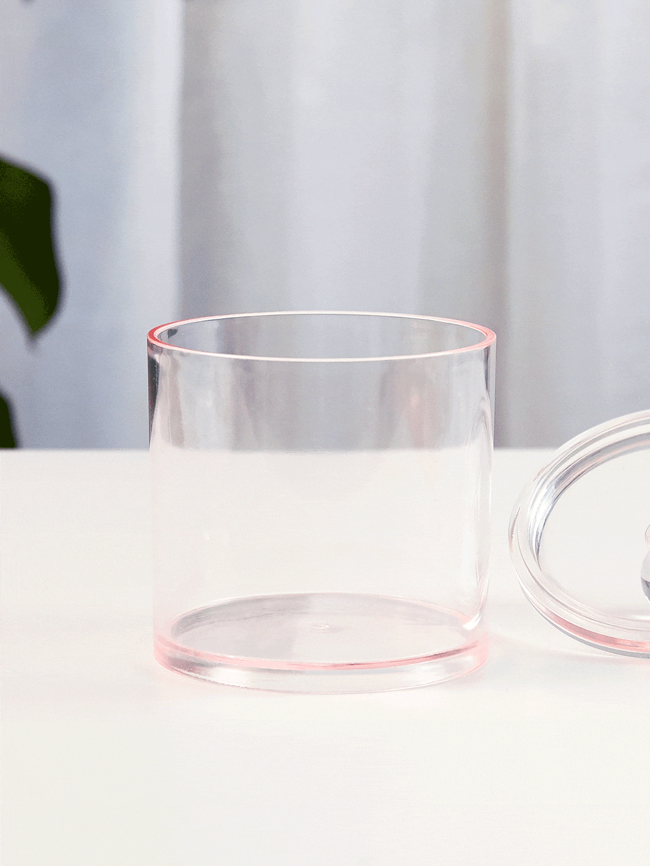 SHEIN BASIC LIVING Exclusive Round Makeup Organizer-Clear Peach Blush - Pink - View 2