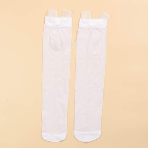 

Girls Bow Decor Over The Knee Socks, White