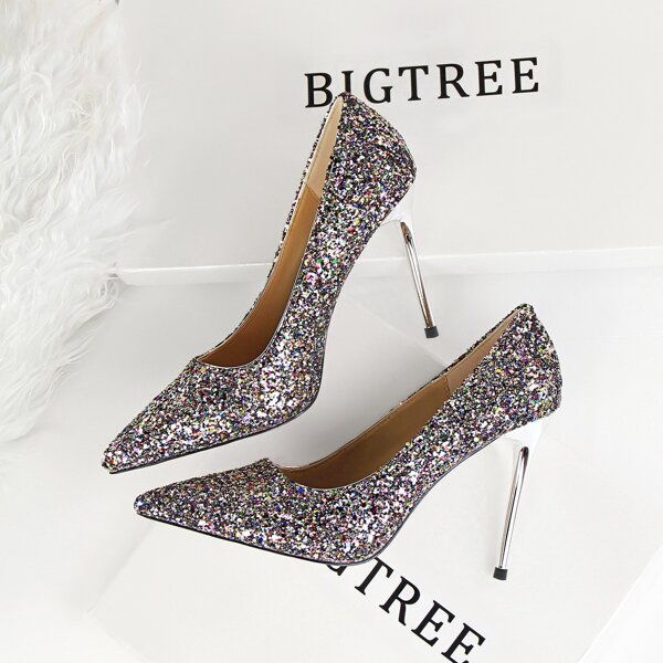 

Allover Glitter Decor Stiletto Court Pumps, Multicolor