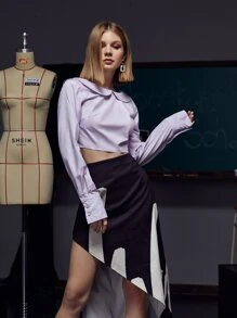 Brydie Rae Farrell Blusa unicolor de manga raglán - Lila Púrpura - Ver 2