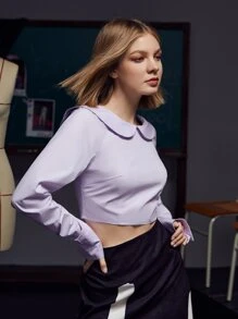 Brydie Rae Farrell Blusa unicolor de manga raglán - Lila Púrpura - Ver 4