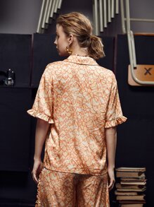 Hanchi 滿版印花前紐扣荷葉邊口袋細節襯衫 - 彩色 - 查看 2