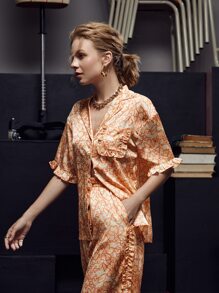 Hanchi 滿版印花前紐扣荷葉邊口袋細節襯衫 - 彩色 - 查看 3