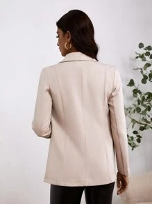 Chiquease Áo vest Nút đôi Túi màu trơn Thanh lịch - Màu Khaki - Xem 2