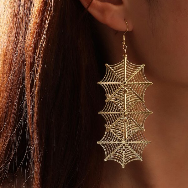 

Spider Web Decor Drop Earrings, Gold