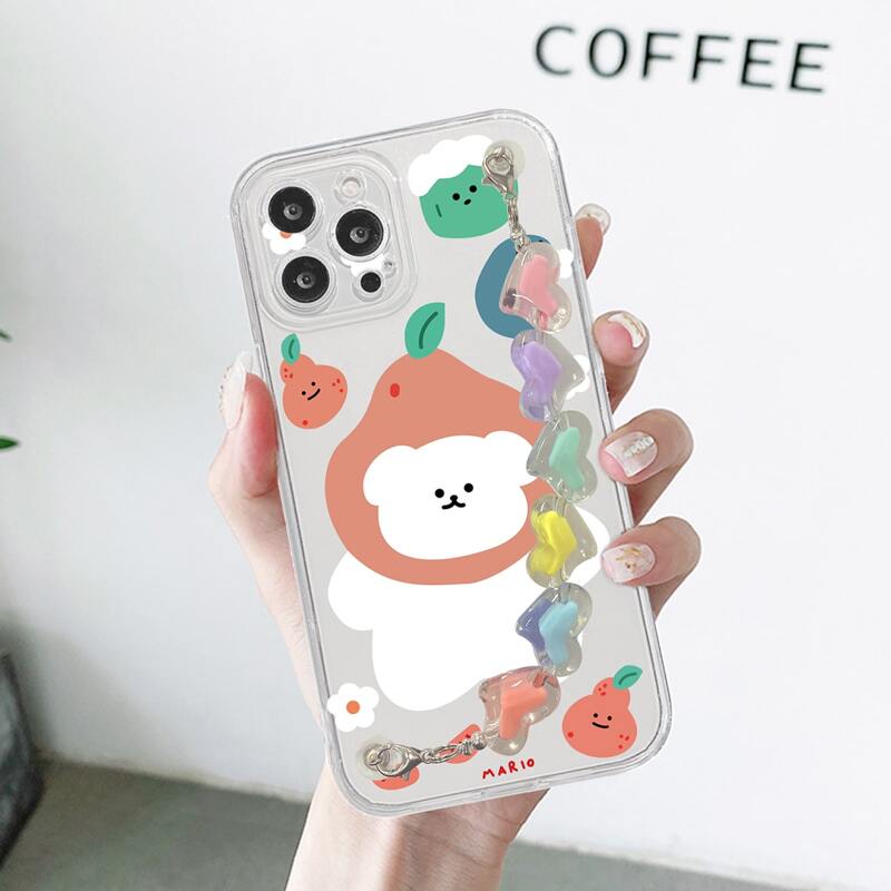 

Cartoon Bear Heart Hand Strap Phone Case, Multicolor