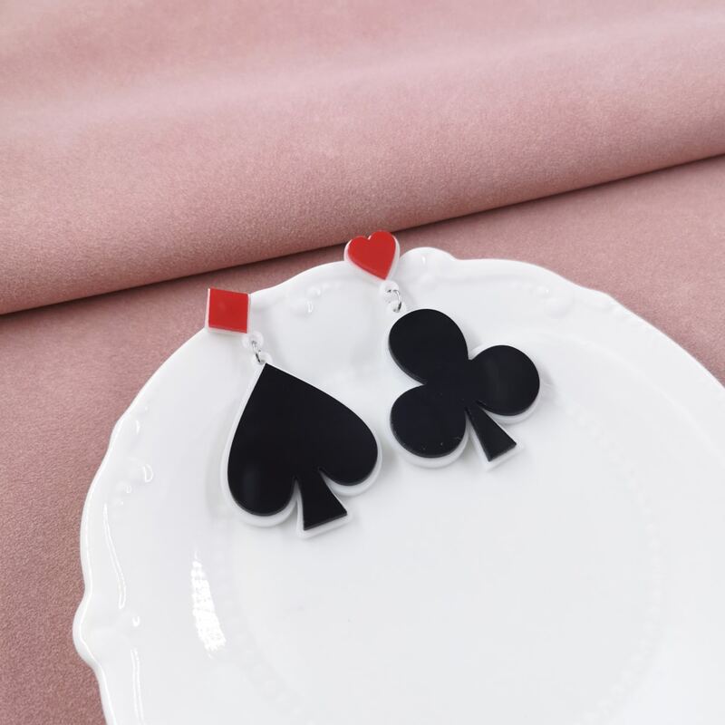 

Playing Card Decor Drop Earrings, Black