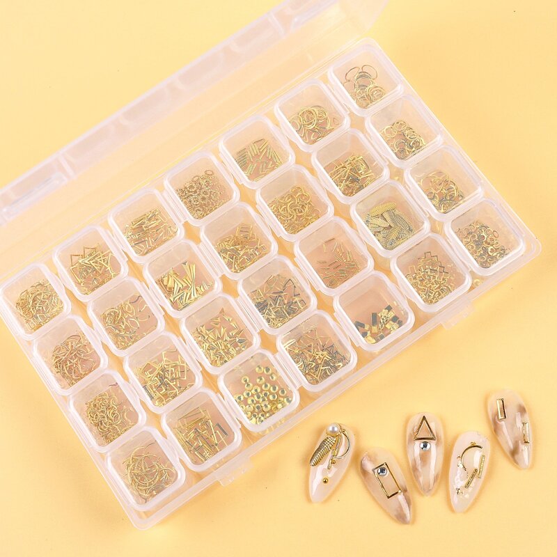 

1box Geometric Design Nail Art Decoration, Gold