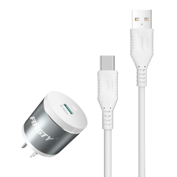 

1pc Fast Charger Head & 1pc Type-C Data Cable, Grey