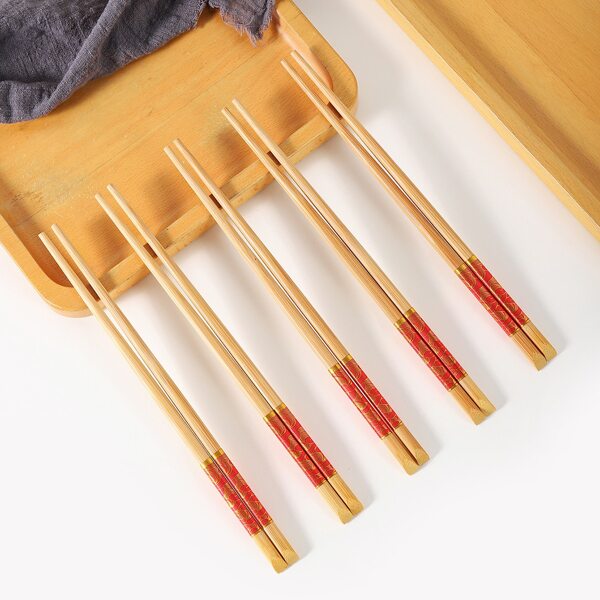 

5pairs Graphic Print Chopsticks, Camel