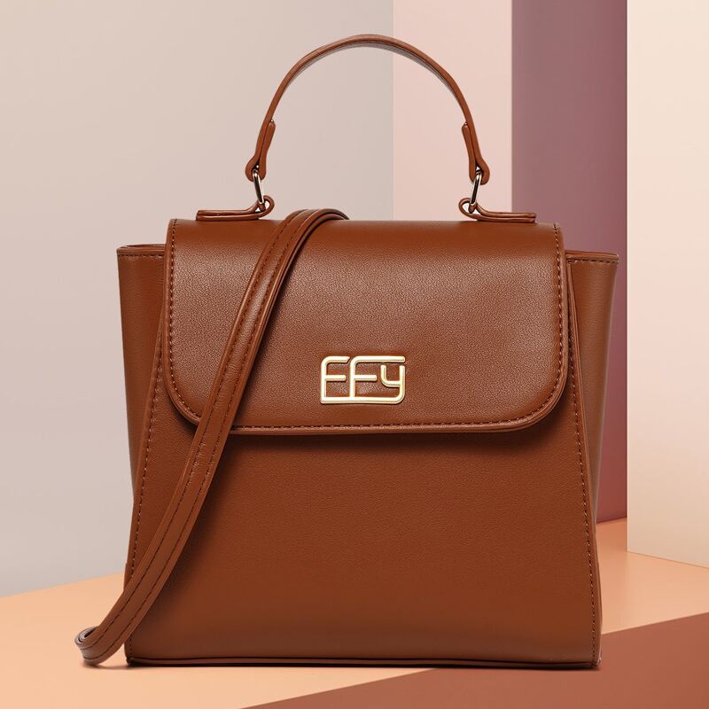 

Minimalist Flap Satchel Bag, Brown